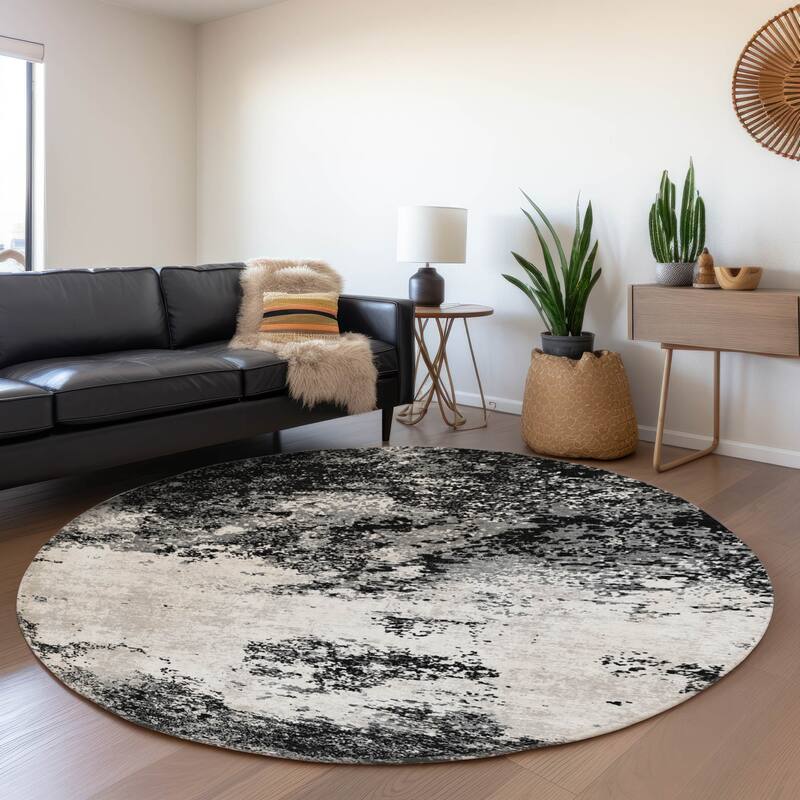 Premium Washable Super Soft Abstract Solid Mayfield Rug - Black - 8' x 8'