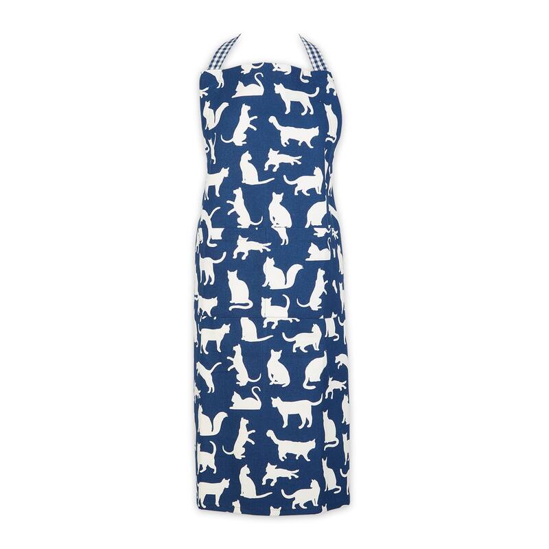 Design Imports Pet Print Chef Kitchen Apron - Navy Cat Print