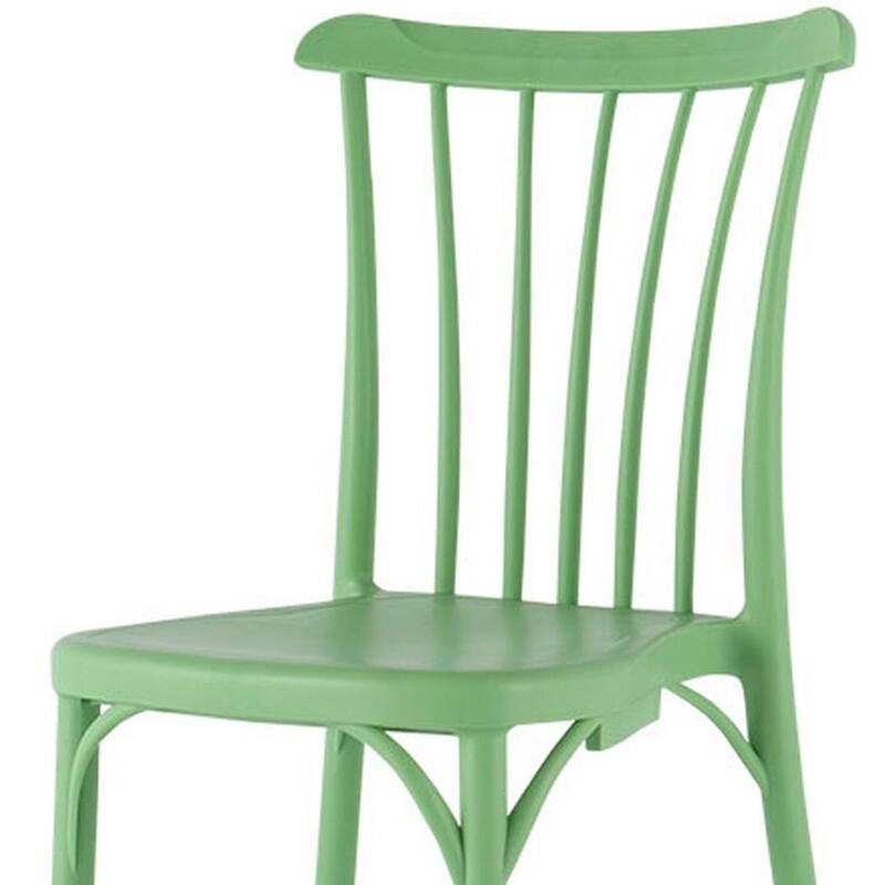 HomeRoots Set of Two Green Heavy Duty Plastic Outdoor Stacking Dining Chairs