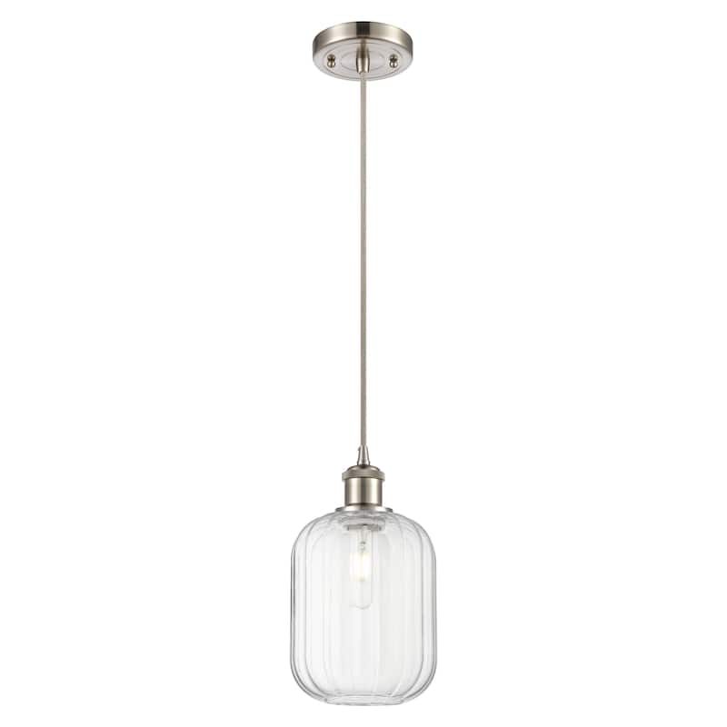 Innovations Lighting Endless Possibilities Ballston - Preston - 1 Light 7" Jar Shade Cord Hung Mini Pendant - Clear/Brushed Satin Nickel