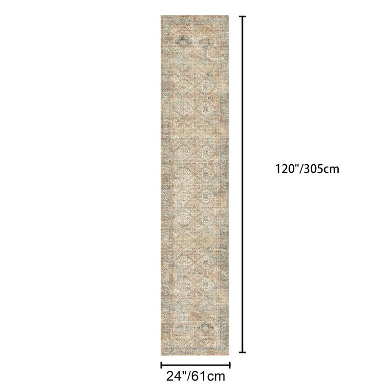 Mcow Vintage Wood-Tone Low-Pile Washable Non-Slip Area Rug
