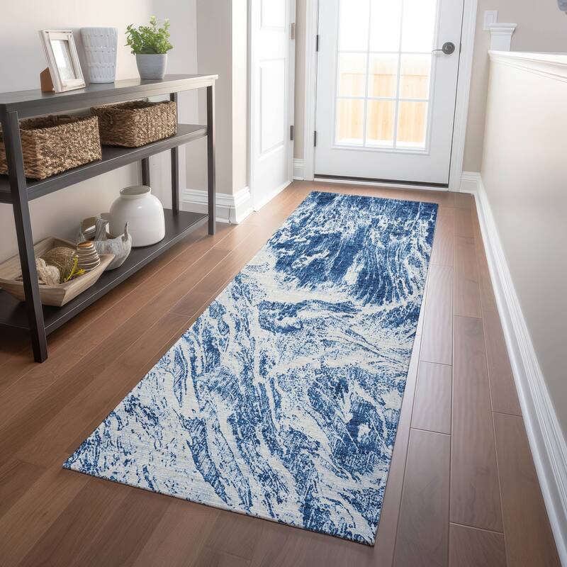 Machine Washable Indoor/ Outdoor Modern Abstract Chantille Rug