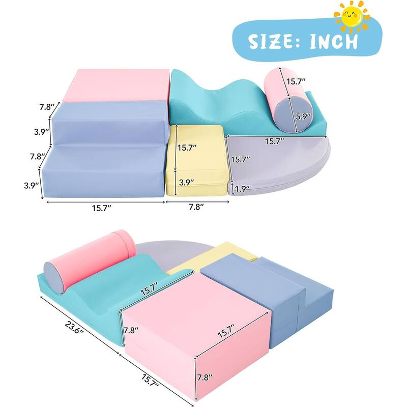 Foam Climbing Blocks for Toddler,6Pcs Climb and Crawl Soft Foam Blocks