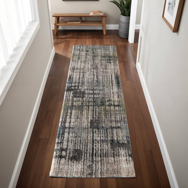 HomeRoots Abstract Industrial Rectangle Area Rug - 87.00 in. x 30.00 in.  x 1.00 in.