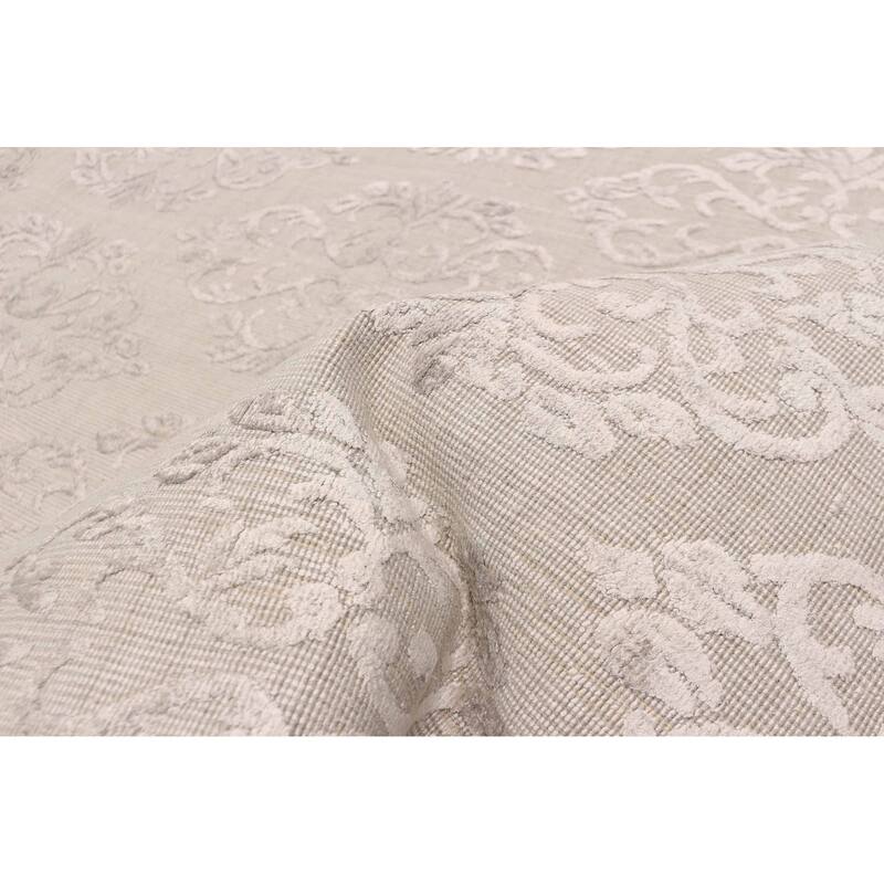 ECARPETGALLERY Hand Loomed Elysian Light Grey Viscose, Wool Rug - 5'0 x 8'0