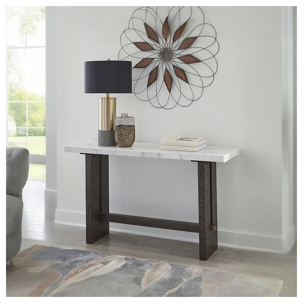 Signature Design by Ashley Burkhaus White / Dark Brown Sofa Table - 52"W x 16"D x 30"H