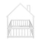 preview thumbnail 70 of 109, Twin/Full Montessori Toddler Floor Bed Frame, Modern House-Shaped Bed Frame with Fence and Full-Length Guardrails for Girls Boys