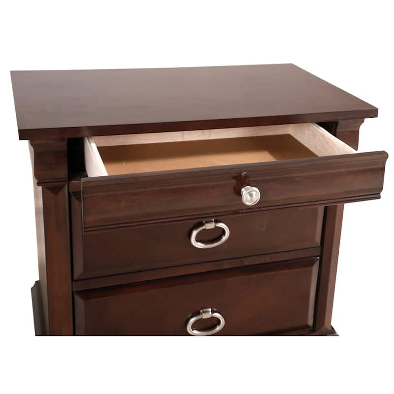 Cappuccino Finish Nightstand with 2 Drawers, Transitional Bedside Table for Bedroom Storage, Organization and Decor