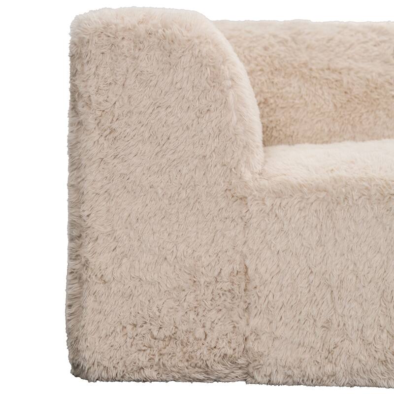 Furniture of America Ylena Modern 5-Piece Faux Fur Foam Modular Compressed Sofa and Loveseat Set