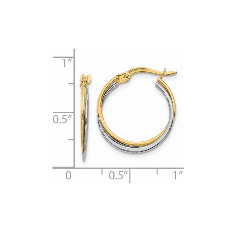 Curata 14k Two Tone Twisted Polished 20x4mm Double Hoop Earrings