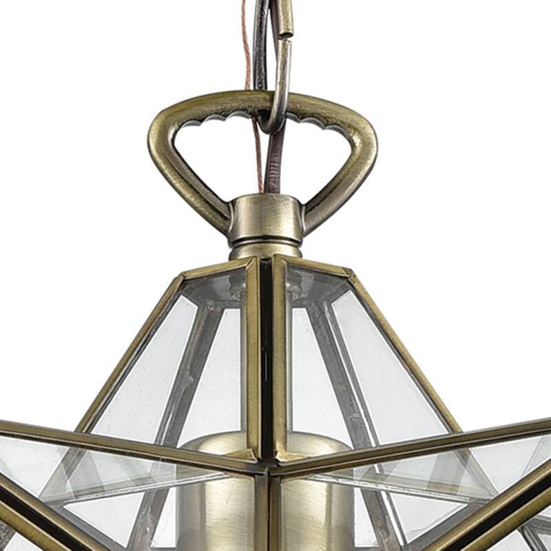 Elk Home Moravian Star Antique Brass With Clear Glass 1 Light Pendant