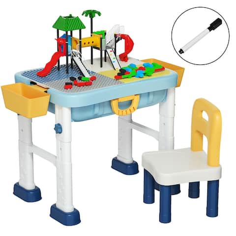 Gymax 6 in 1 Kids Activity Table Set w/ Chair Toddler Luggage Building - See Details