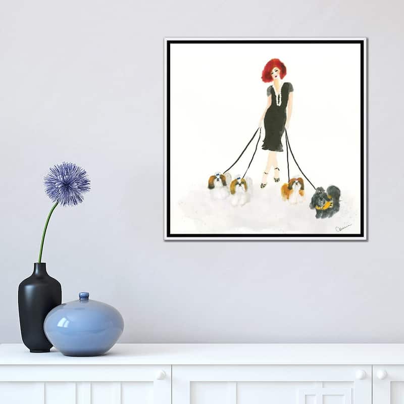 iCanvas "Shih Tzu Stroll" by Connie Collum Framed Canvas Print