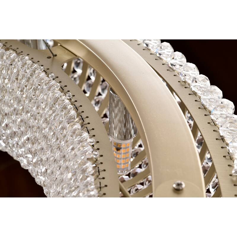 Krista Glam Champagne Gold Crystal Chandelier - 2 Size Options (16-Light/24-Light), Dimmable G9 Fixture with Adjustable Wire