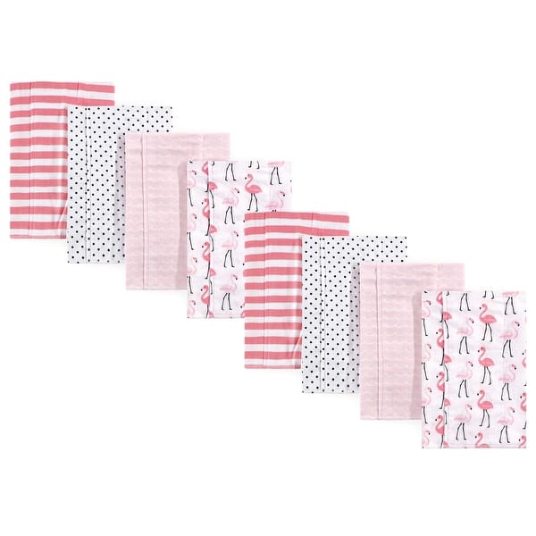 slide 1 of 1, Hudson Baby Boys and Girls Cotton Poly Flannel Burp Cloths 8-Pack, Flamingos, One Size - Flamingos 8-Pack - One Size One Size - Flamingos 8-Pack