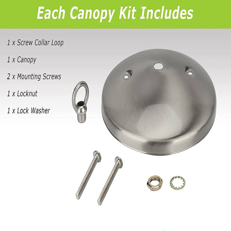 Aspen Creative Modern Light Fixture Canopy Kit, 5" Diameter with Collar Loop, 7/16" Center Hole, Brushed Nickel - BRUSHED NICKEL