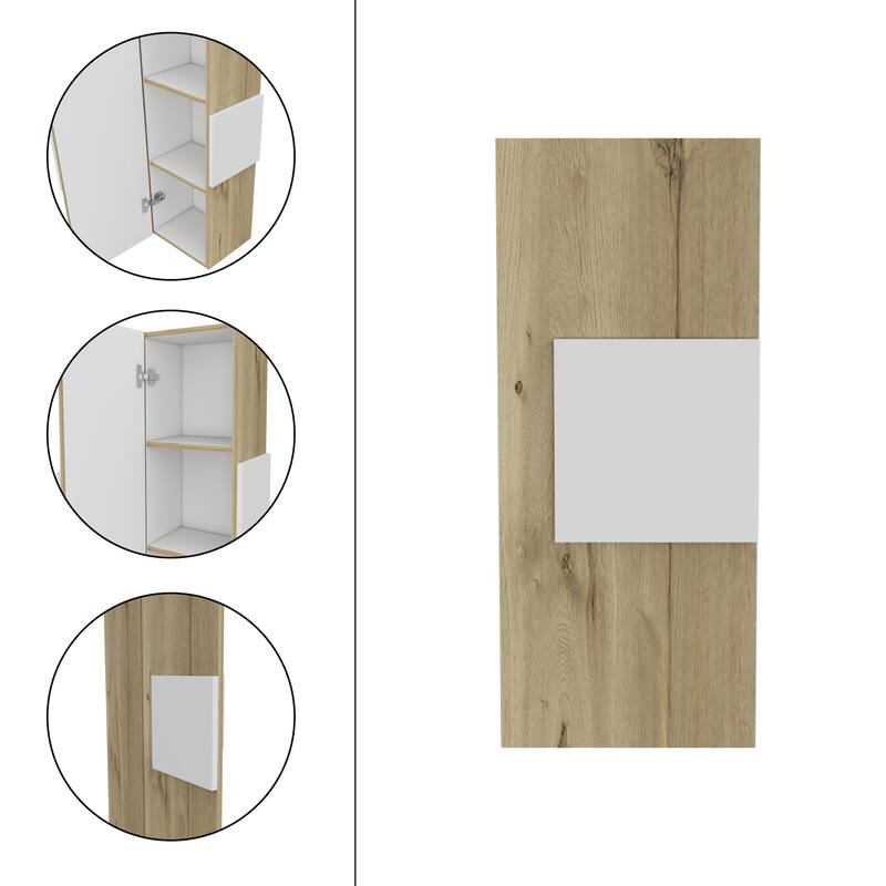Artic Wall-Mounted Medicine Cabinet - 38.46" H, Light Oak Finish, 3 Interior Shelves, Single Door, Bathroom Storage