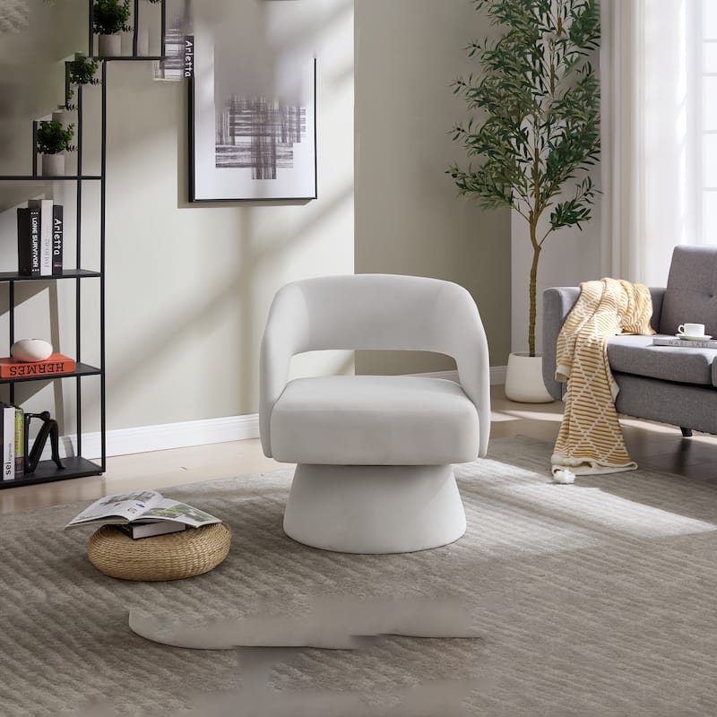 Swivel Barrel Chair, Velvet Accent Armchair 360 Degree Swivel Club Chair for Living Room Bedroom Reception Room