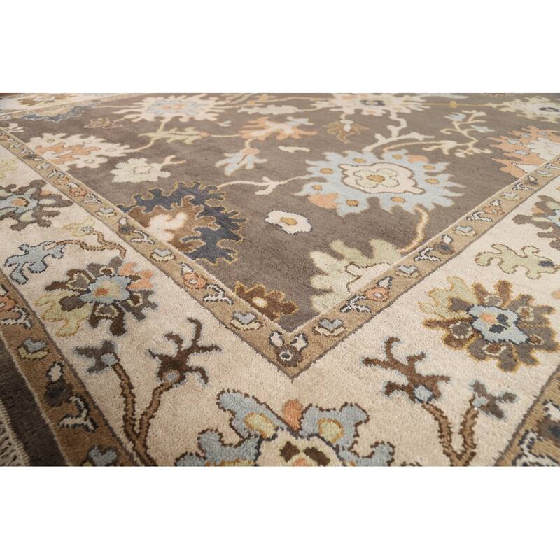 Brown Oushak Oriental Area Rug Handmade Wool Carpet - 8'9"x 11'9"
