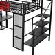 preview thumbnail 11 of 22, Metal Loft Bed with Bulit-in Desk, Slide and Open Wardrobe, Full Size Loft Bedframe with Storage Staircase and Basketball hoop