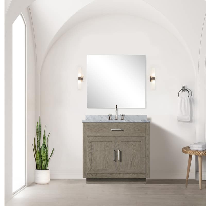 Abbey Bath Vanity with Carrara Marble Top, Sink and Mirror