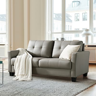 Ainfox 57.50'' Faux Leather Loveseat