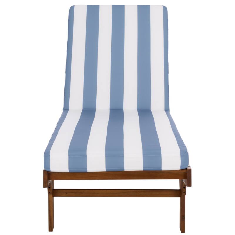 SAFAVIEH Iyanna Lounge Chair - 25 In. W x 80 In. D x 17-42 In. H - 25"W x 80"D x 17-42"H - Natural/Baby Blue Stripe