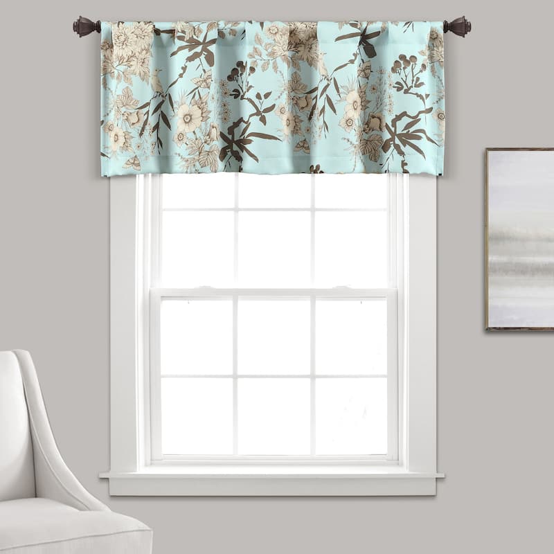 Lush Decor Botanical Garden Light Filtering Window Curtain Valance - 18" x 52" - Blue