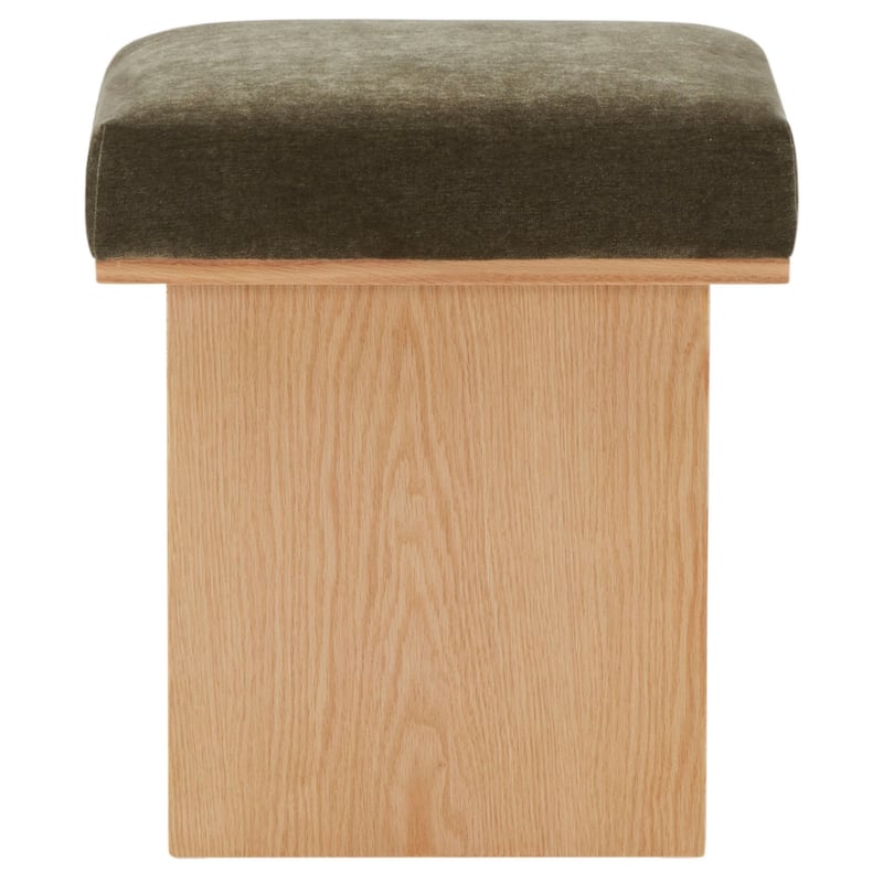 SAFAVIEH Couture Bourke Velvet And Wood Square Ottoman