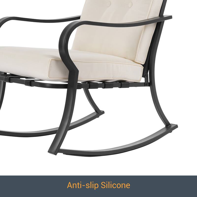 Bonosuki Outdoor 3-piece Rocking Chair Patio Bistro Set with Side Table