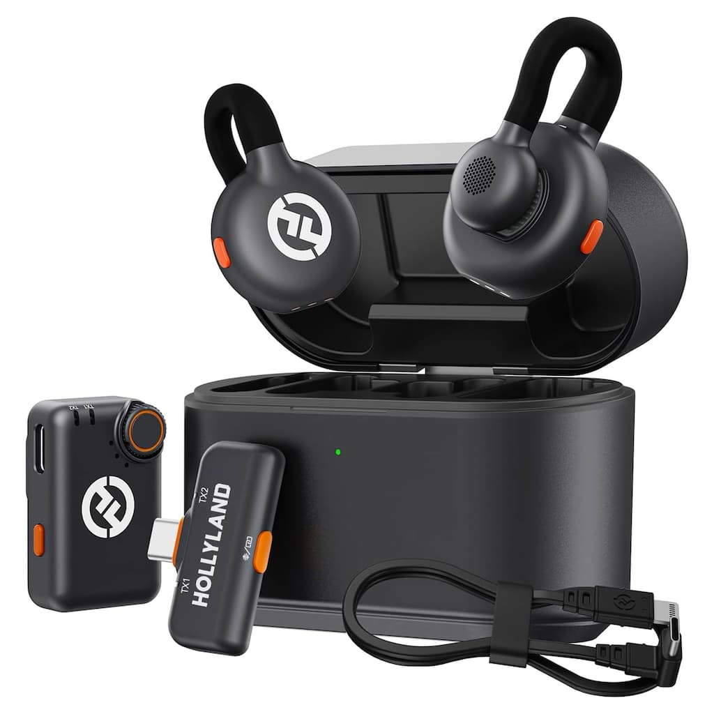 Hollyland LARK M2S Combo 2-Person Wireless Microphone System with USB-C to Lightning - Universal Compatibility (Space Gray)