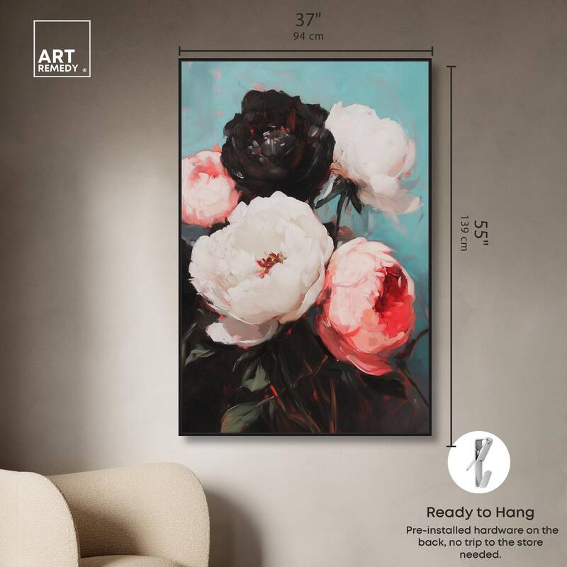 Three Shades of Peony III Canvas by Art Remedy