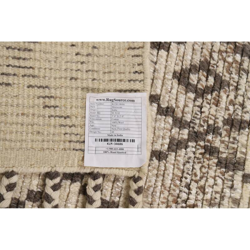 Moroccan Oriental Foyer Rug Hand-Knotted Accent Wool Carpet - 2'0"x 3'0"