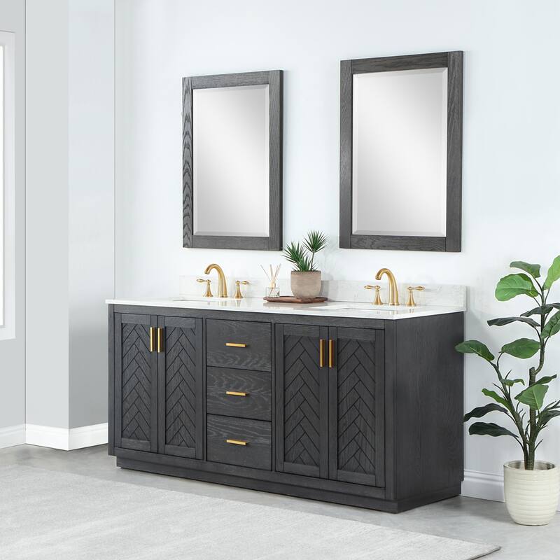 Altair Gazsi Bathroom Vanity with Composite Stone Countertop with Mirror