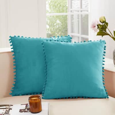 Deconovo Set of 4 Velvet Pom-Pom Pillow Covers Multiple Sizes