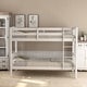 preview thumbnail 2 of 11, Modern Concise Design Versatile Twin Over Twin Bunk Bed,Solid Pine Wood Frame and Guardrails,Full-Length Guardrail