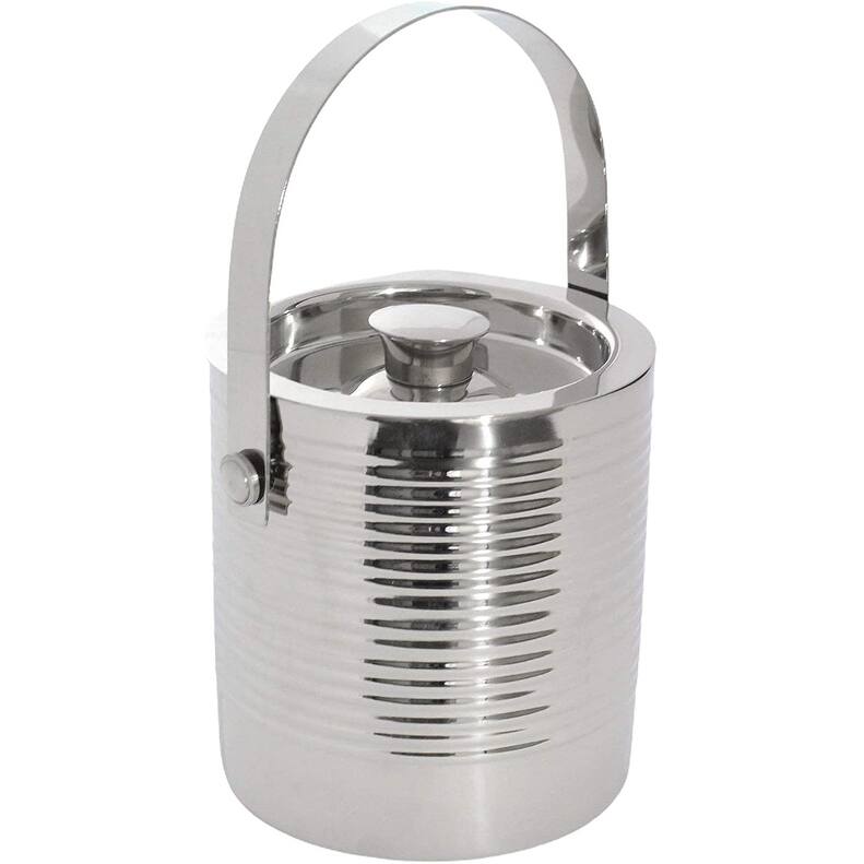 Sol Living Ice Bucket Double Wall Stainless Steel with Lid and Tongs