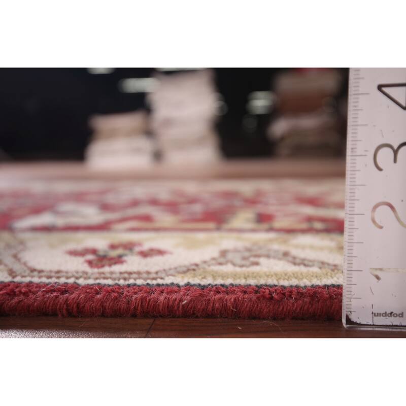 Red & Ivory Oushak Runner Rug Handmade Transitional Wool Carpet - 2'7"x 10'0"