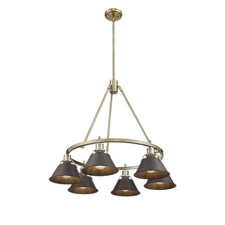 Orwell 6-Light Chandelier in Aged Brass with Rubbed Bronze - Gold