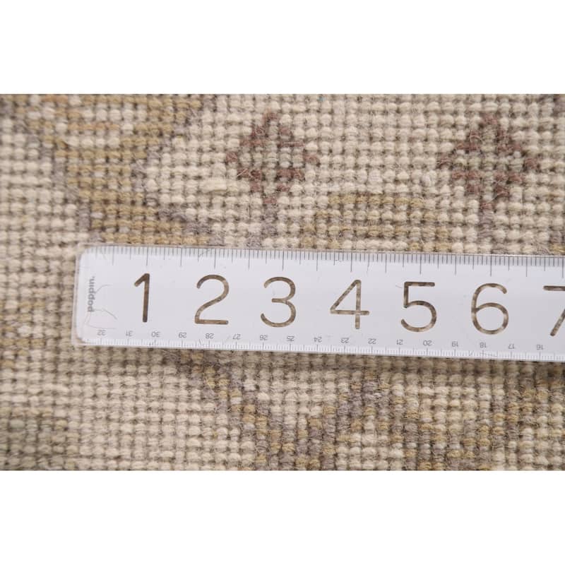 Floral Beige Oushak Oriental Runner Rug Handmade Wool Carpet - 2'7"x 7'10"