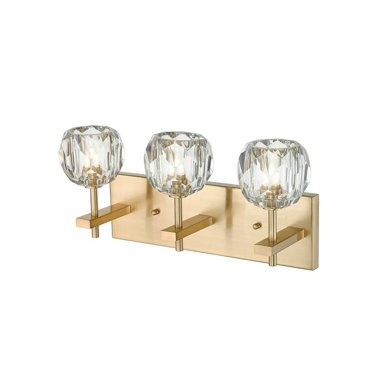 3 Light Gold Wall Sconce With Crystal Shades