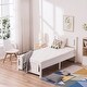 preview thumbnail 8 of 26, Modern Twin Wood Bed Frame with Geometric Headboard, Solid Pine Construction