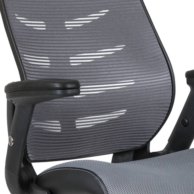 High Back Mesh Spine-Back Ergonomic Drafting Chair with Adjustable Foot Ring and Adjustable Flip-Up Arms