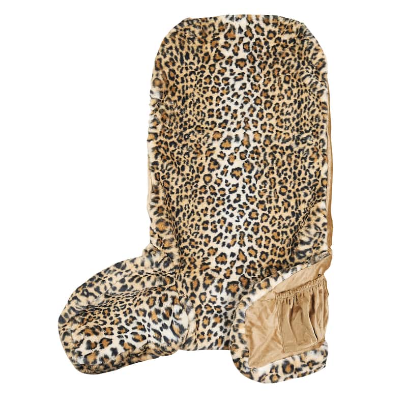 FauxFur Animal Pattern Reading Pillow Cover(Cover ONLY, NO INSERT) - 28" x 30" x17" - Leopard