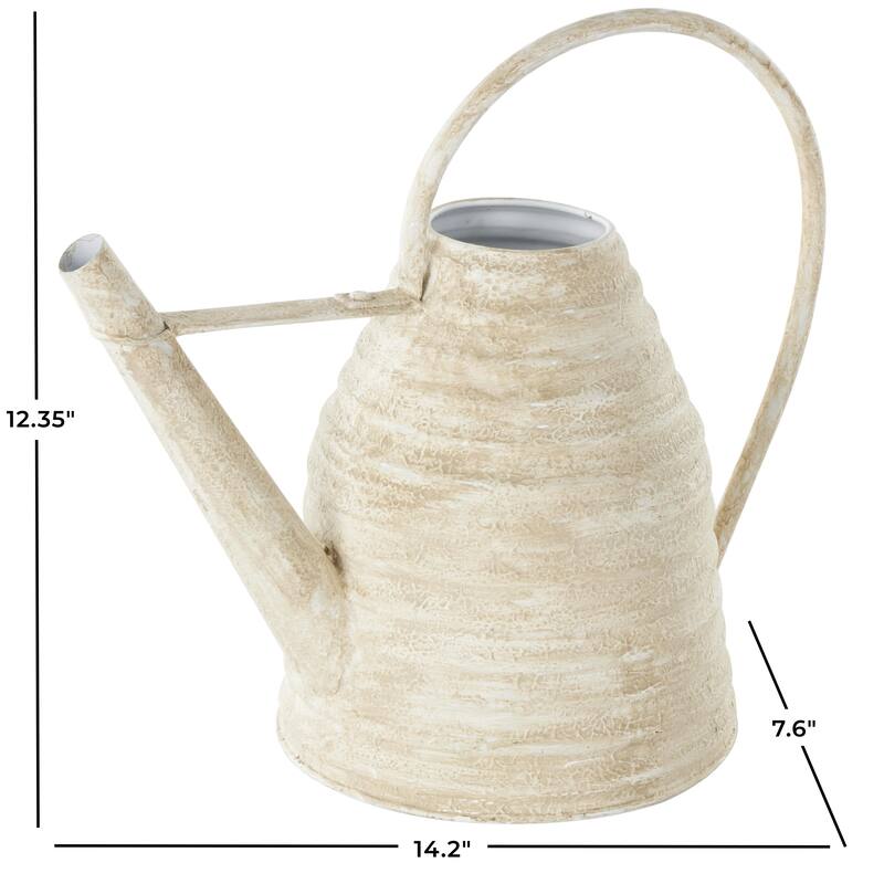 Metal Watering Can Beehive Shaped Watering Can Indoor Outdoor Planter with Large Loop Handle - Gray or Cream - Roche River Decor