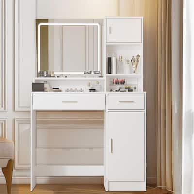 Dressing Table,Make-up Vanity with Mirror and LED Light Strip