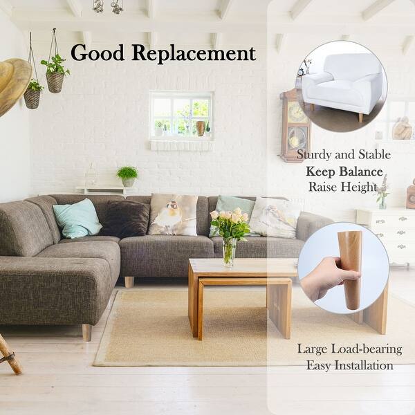 Shop 8 Inch Solid Wood Furniture Legs Round Tapered Sofa Bench Table Closet Feet Replacement Height Adjuster Wood Color 1pcs On Sale Overstock 28767341