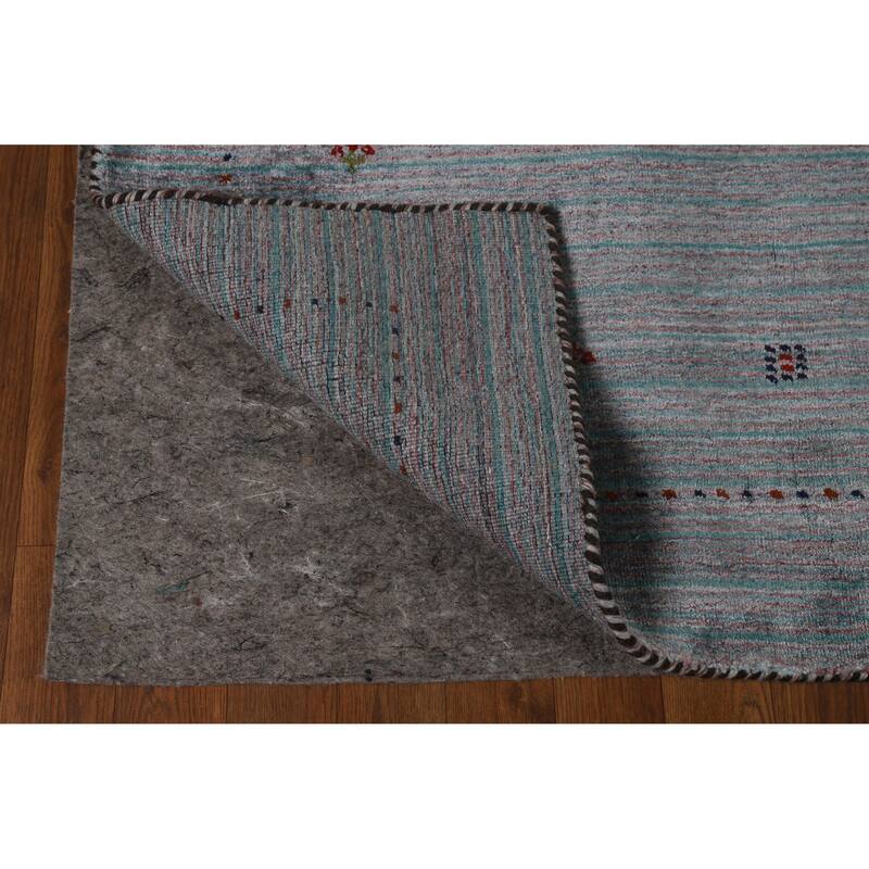 Hand Knotted Oriental 100% Wool Carpet Tribal Animal Pictorial Greys & Charcoal Gabbeh Area Rug - 5' 10'' X 3' 11''