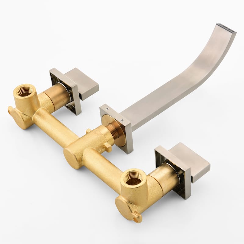 Sumerain Brushed Nickel Bathroom Faucet Wall Mount Lavatory Faucet with