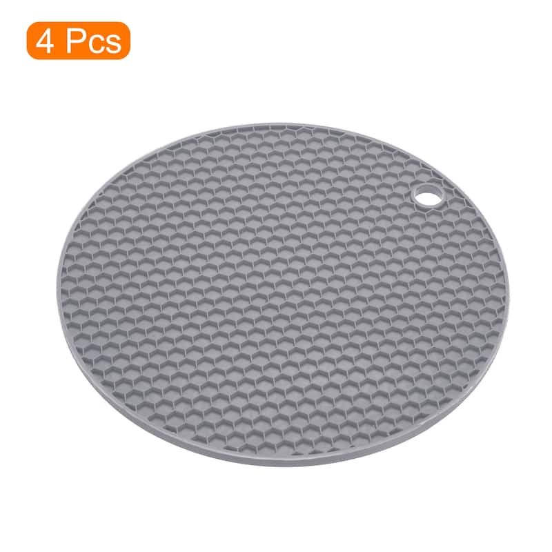 4pcs Silicone Trivet Mat Heat Resistant Pot Holders Hot Pads - Light Grey